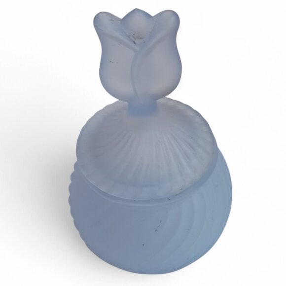 PartyLite Frosted Blue Glass Two Piece Tulip Floral Votive Candle Holder - Picture 7 of 7